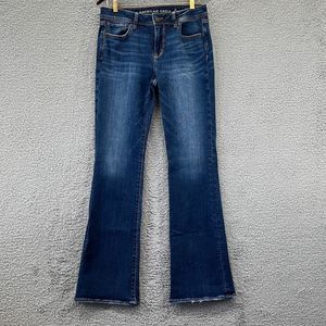 American Eagle Stretch Kick Boot 10 Long Dark Wash Flare High Waisted Tall
